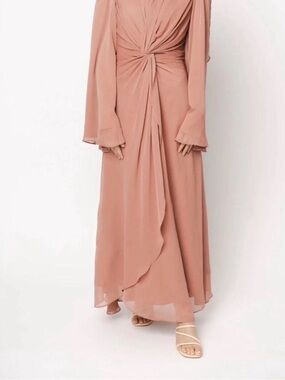 Elegant Twist-Front Maxi Dress in Dusty Rose
